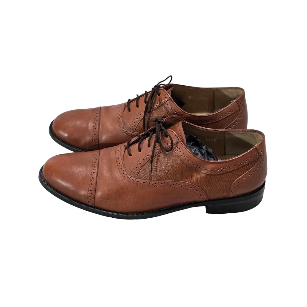 Diplomat 1335 Mens Brown Leather Cap Toe Brogue Oxford Shoes 12 D